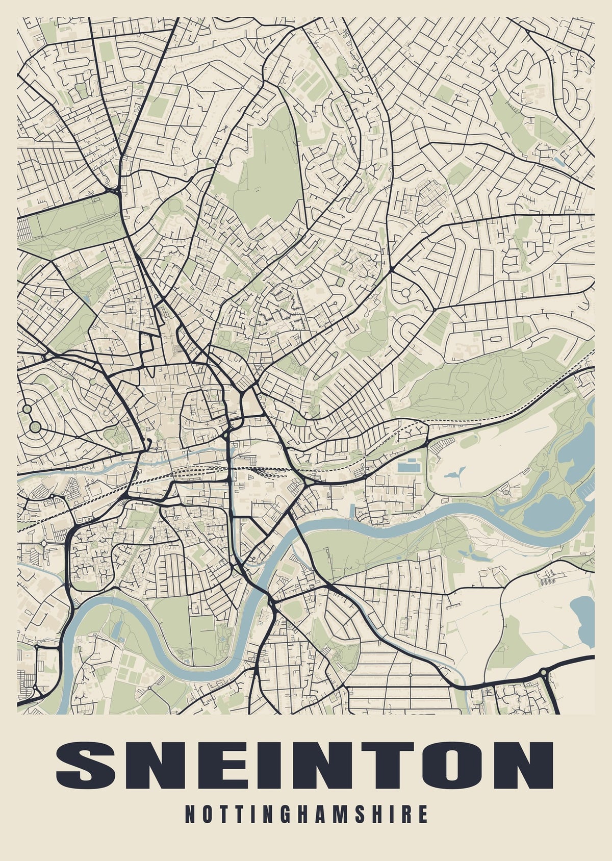 Street map poster of Sneinton, Nottinghamshire