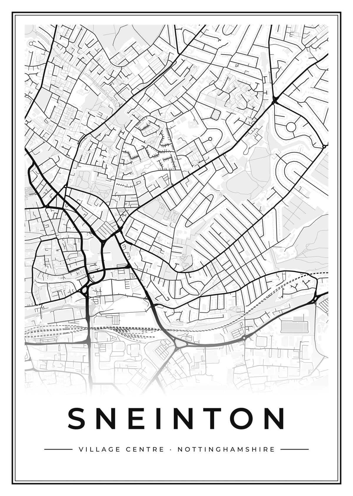 Street map poster of Sneinton village centre, Nottinghamshire