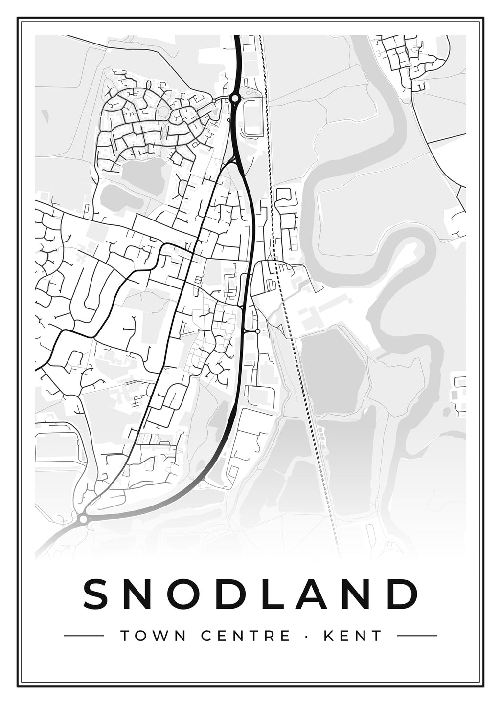 Street map poster of Snodland town centre, Kent