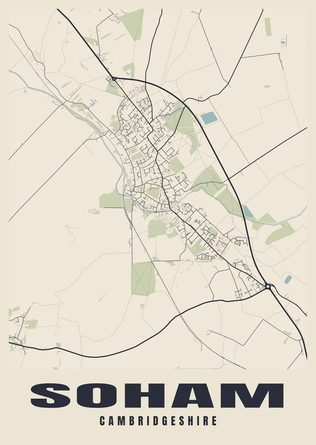 Street map poster of Soham, Cambridgeshire