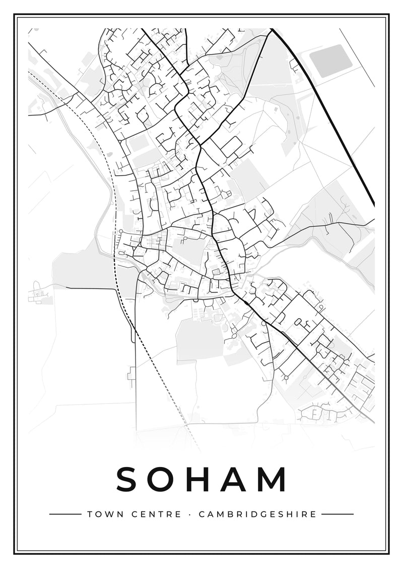 Soham Town Centre Street Map Poster