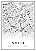 Street map poster of Soho, Westminster, London