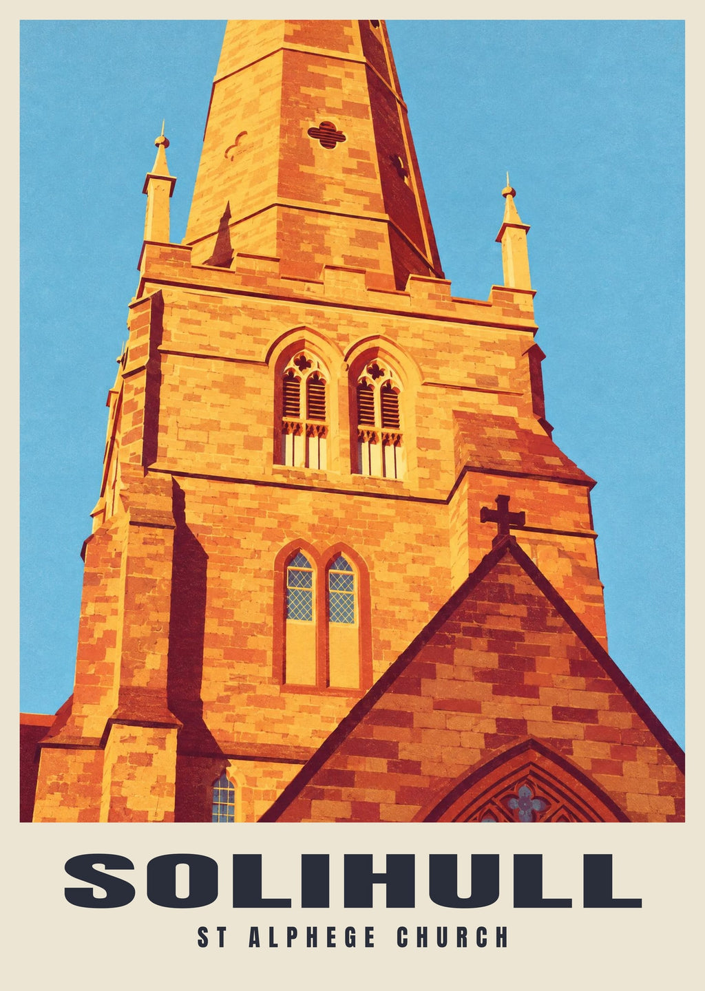 St Alphege Church, Solihull poster, Retro Railway style