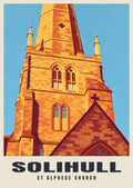 St Alphege Church, Solihull poster, Retro Railway style