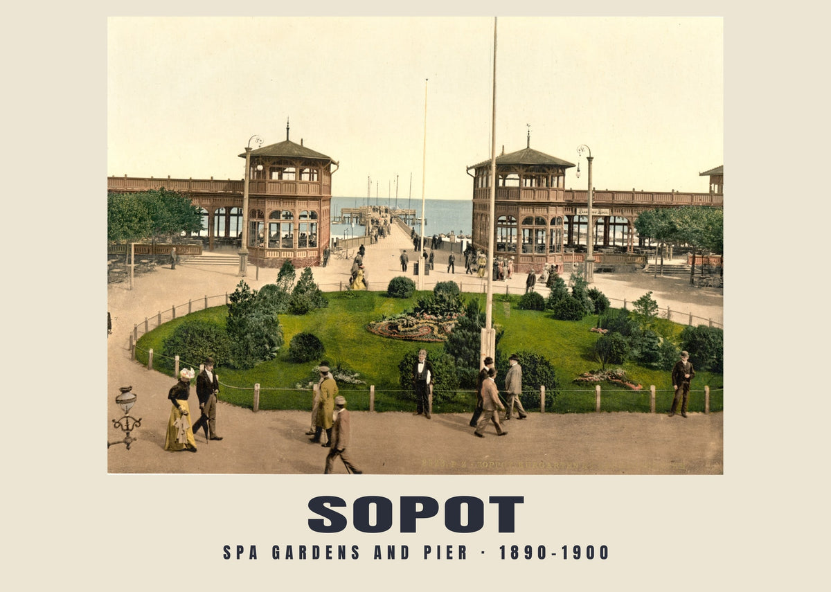 Spa gardens and pier, Sopot, 1890–1900 heritage photograph