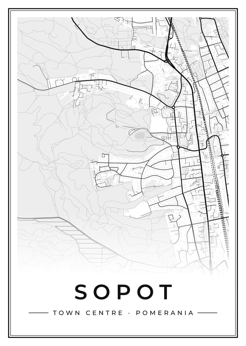 Sopot Town Centre Street Map Poster