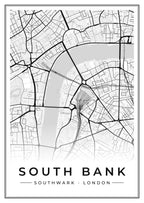 Street map poster of South Bank, Southwark, London