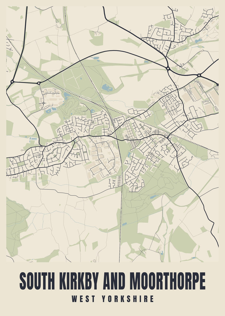 South Kirkby and Moorthorpe Street Map Poster