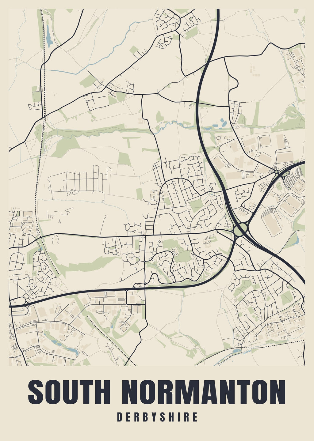 Street map poster of South Normanton, Derbyshire