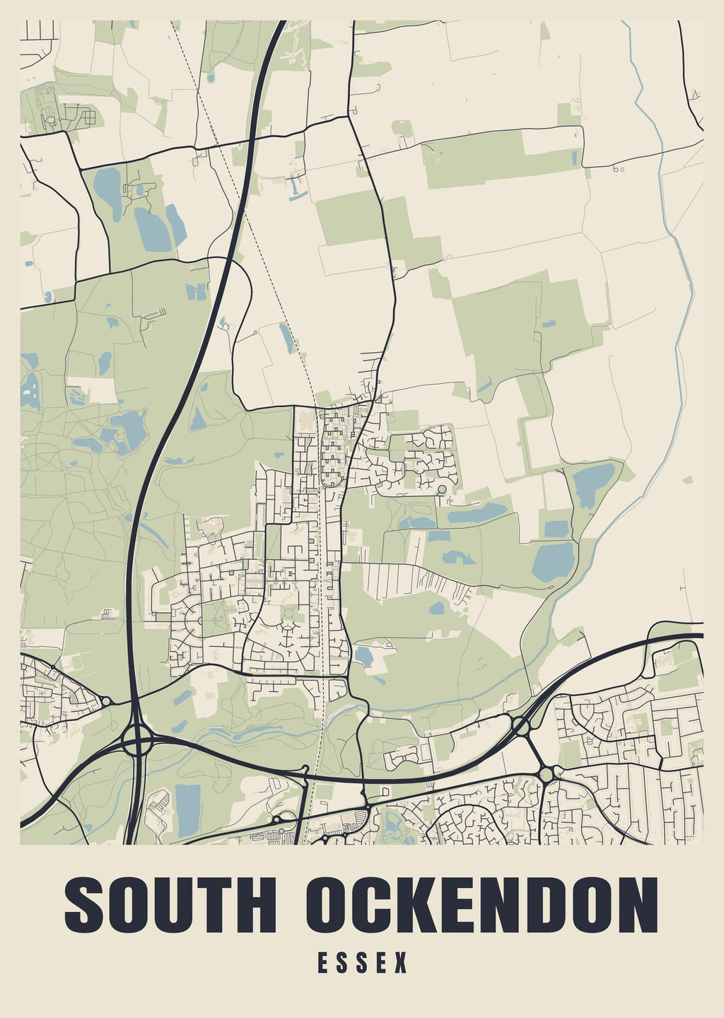Street map poster of South Ockendon, Essex