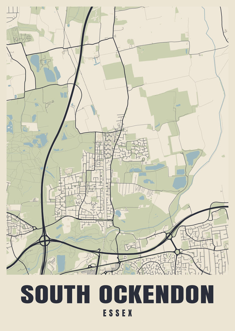 South Ockendon Street Map Poster
