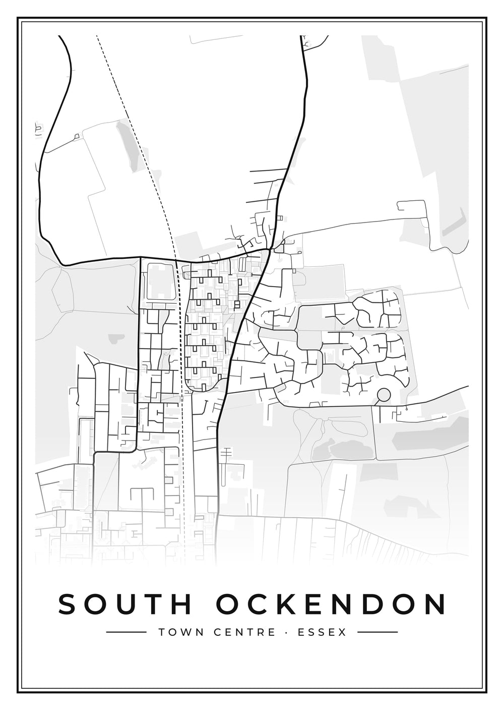 South Ockendon Town Centre Street Map Poster