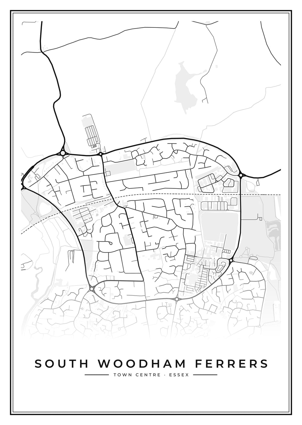 South Woodham Ferrers Town Centre Street Map Poster