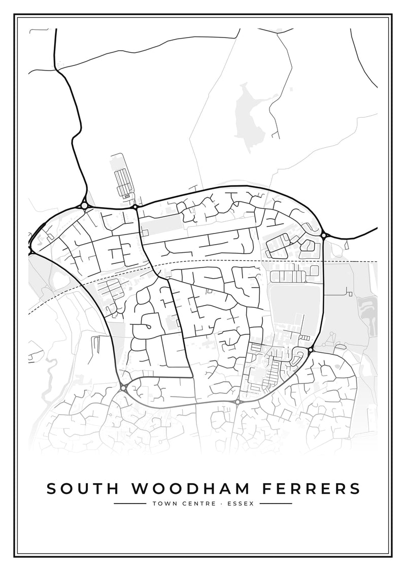 South Woodham Ferrers Town Centre Street Map Poster