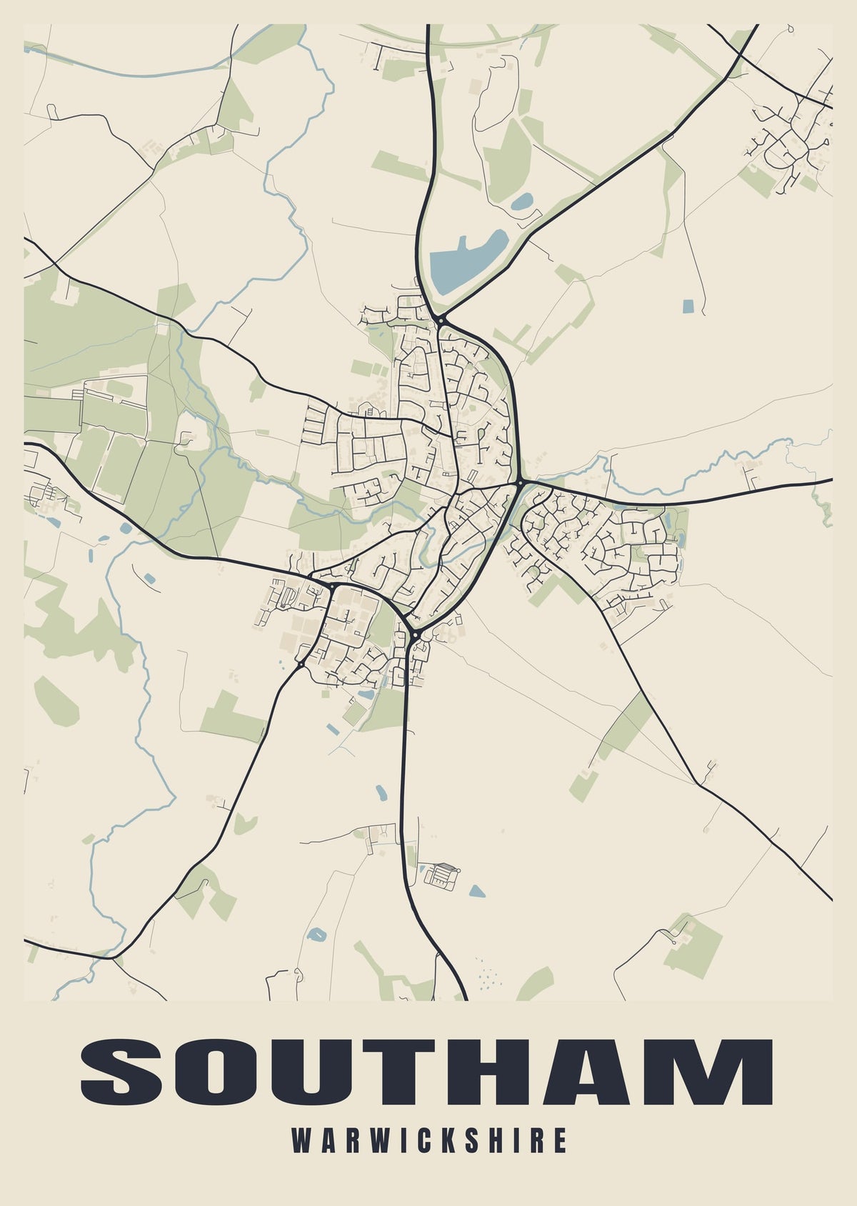 Street map poster of Southam, Warwickshire