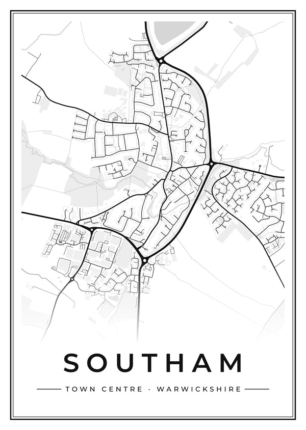 Southam Town Centre Street Map Poster