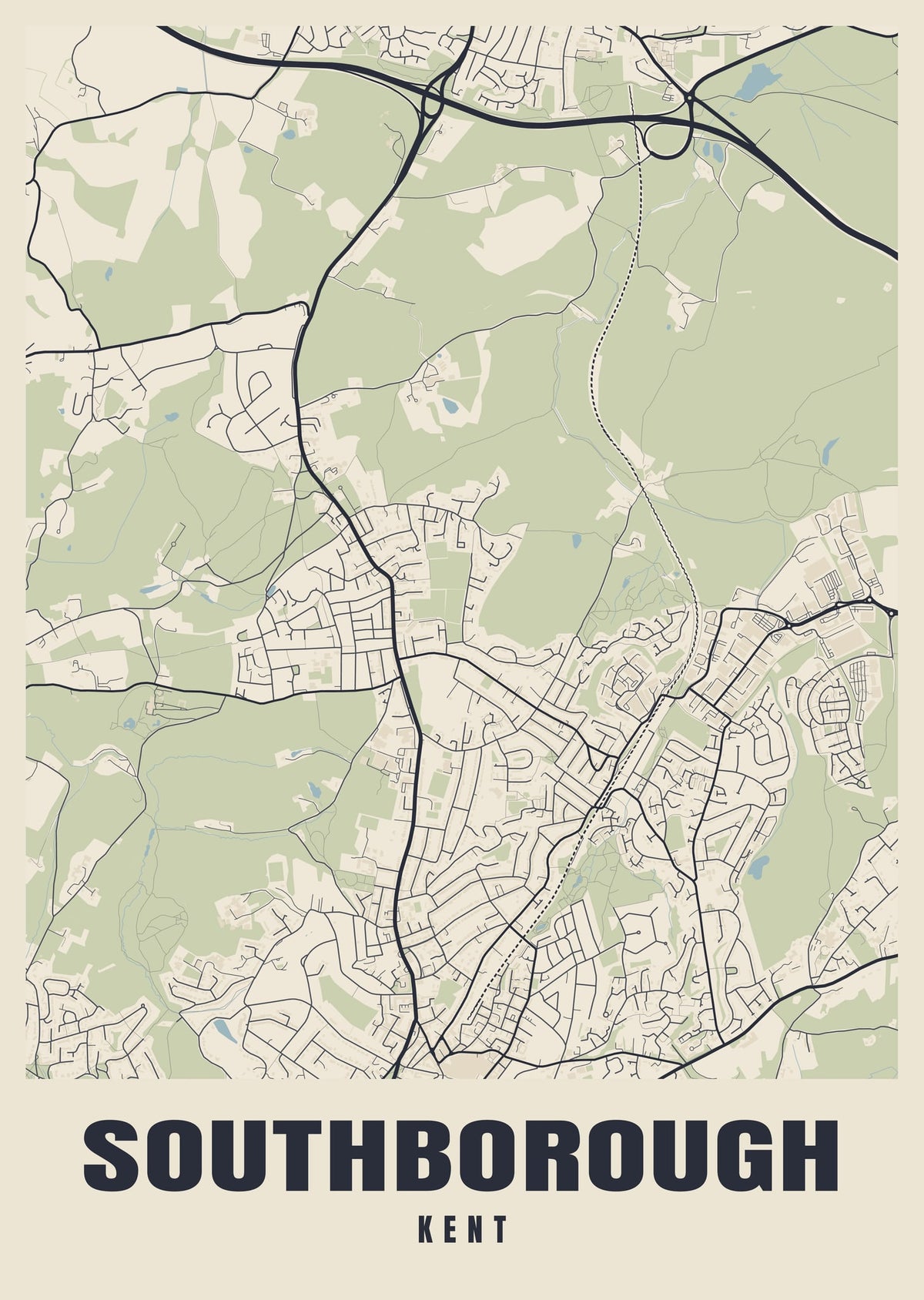 Street map poster of Southborough, Kent