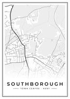 Street map poster of Southborough town centre, Kent
