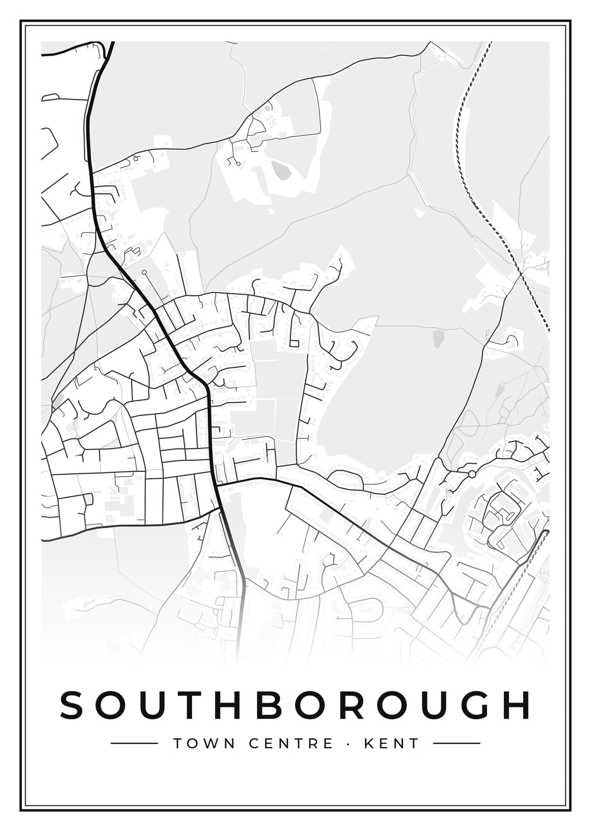 Street map poster of Southborough town centre, Kent