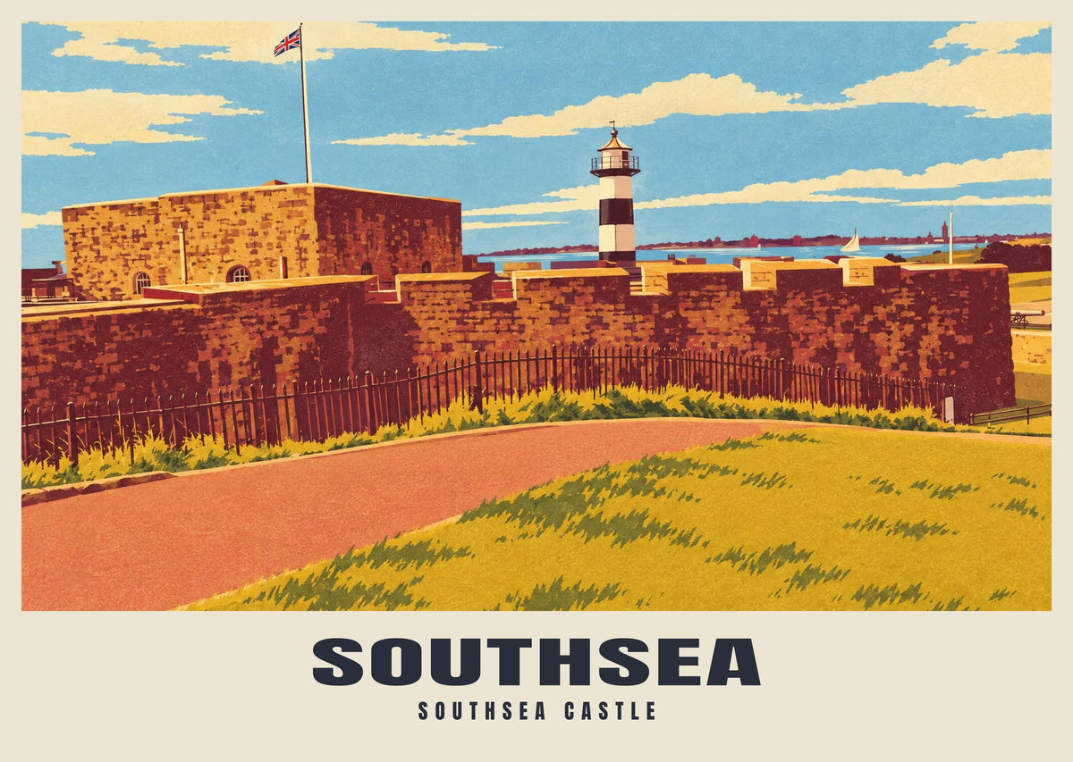 Southsea Castle poster, Retro Railway style