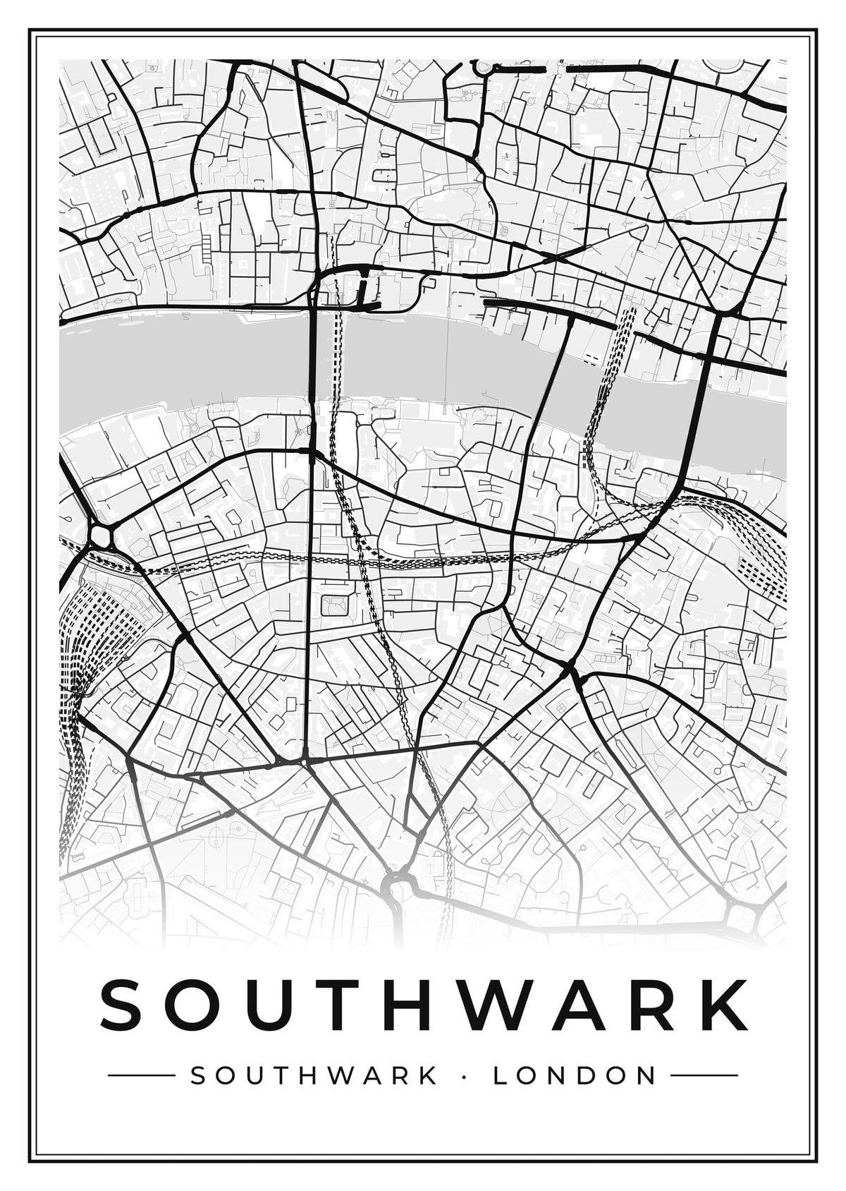 Street map poster of Southwark, Southwark, London