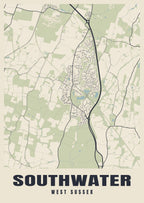 Street map poster of Southwater, West Sussex
