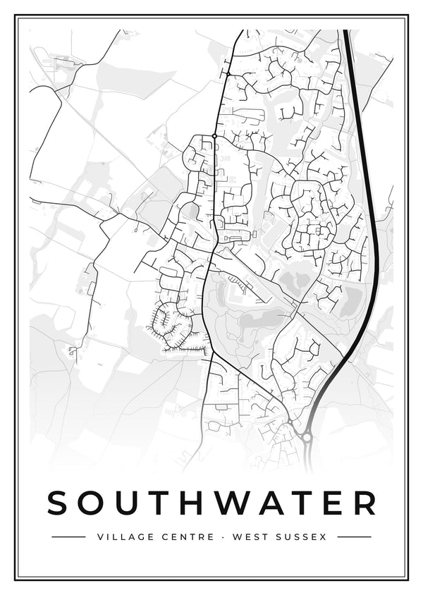 Southwater Village Centre Street Map Poster