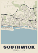 Street map poster of Southwick, West Sussex