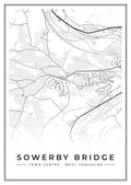 Street map poster of Sowerby Bridge town centre, West Yorkshire