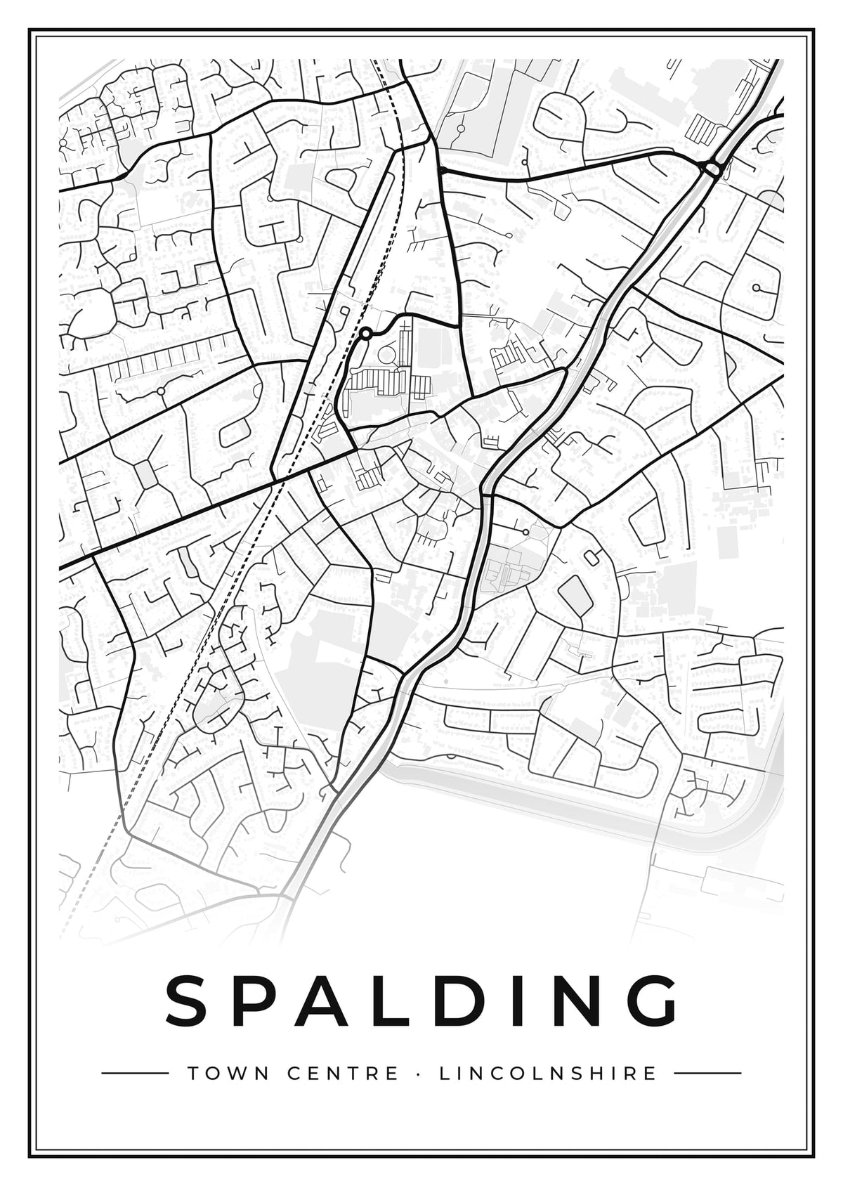 Street map poster of Spalding town centre, Lincolnshire