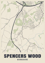 Street map poster of Spencers Wood, Berkshire