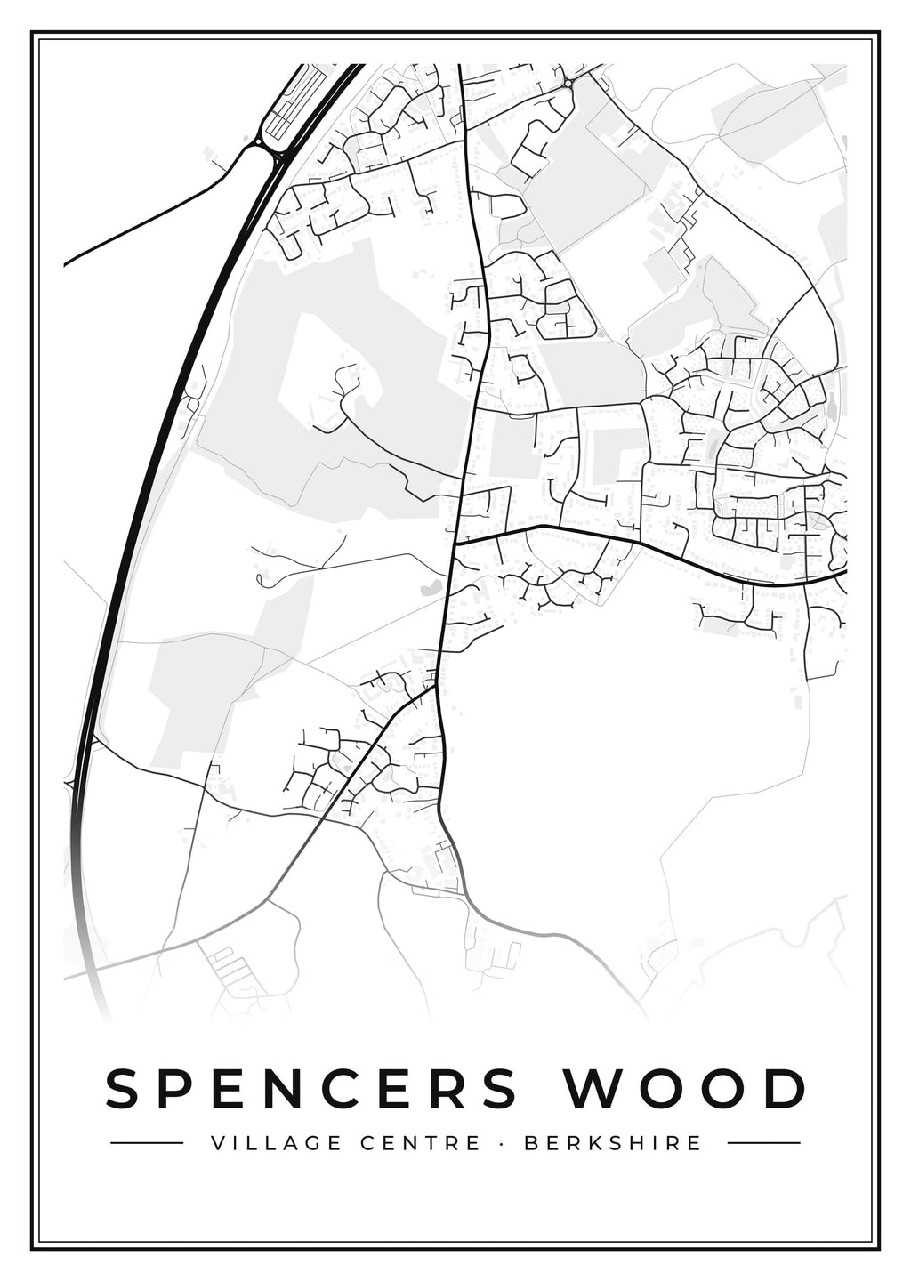 Street map poster of Spencers Wood village centre, Berkshire