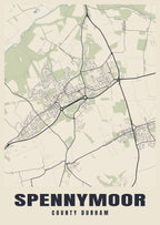 Street map poster of Spennymoor, County Durham