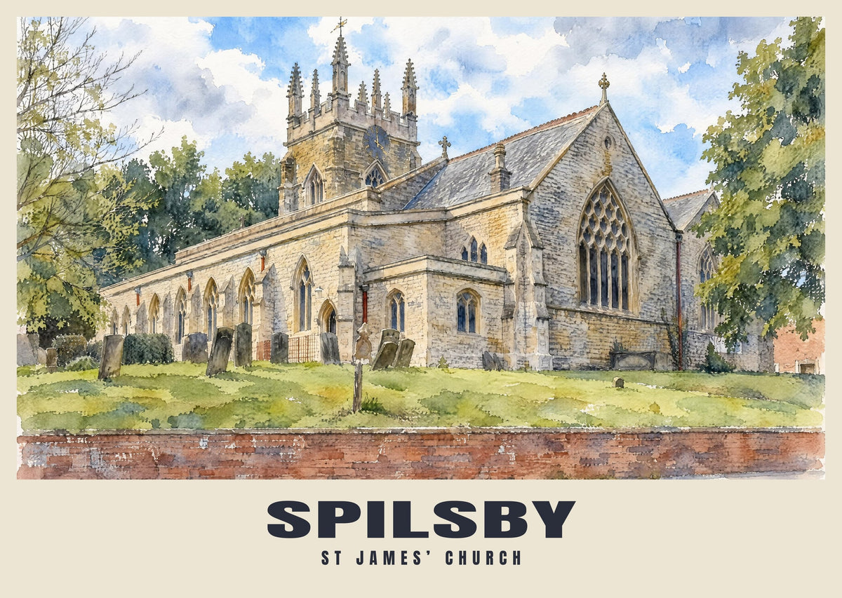 St James’ Church, Spilsby poster, English Watercolour style