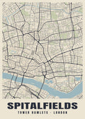 Heritage street map poster of Spitalfields, Tower Hamlets, London
