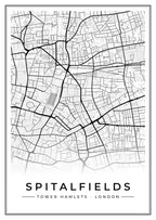 Street map poster of Spitalfields, Tower Hamlets, London