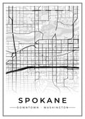 Street map poster of downtown Spokane, Washington