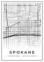 Street map poster of downtown Spokane, Washington