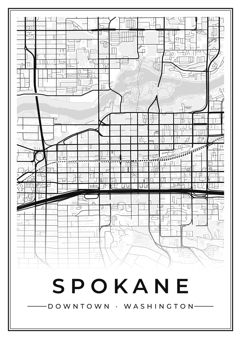 Spokane Downtown Street Map Poster