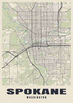Street map poster of Spokane, Washington