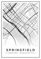 Street map poster of downtown Springfield, Massachusetts