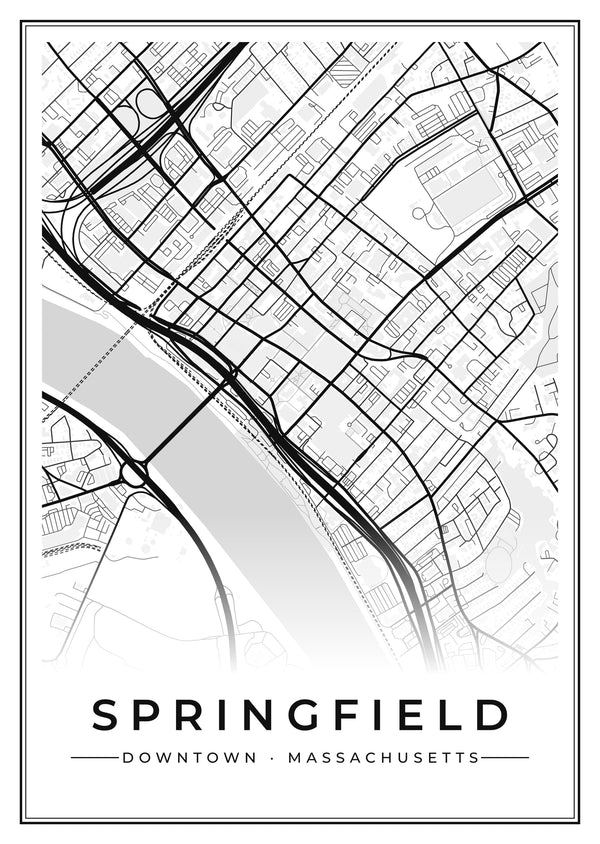 Springfield Downtown Street Map Poster