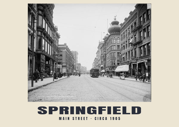 Main Street, Springfield, Massachusetts — circa 1905 · Stampa fotografica storica
