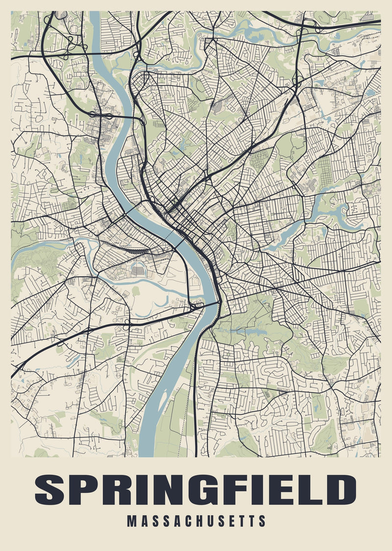Springfield Street Map Poster