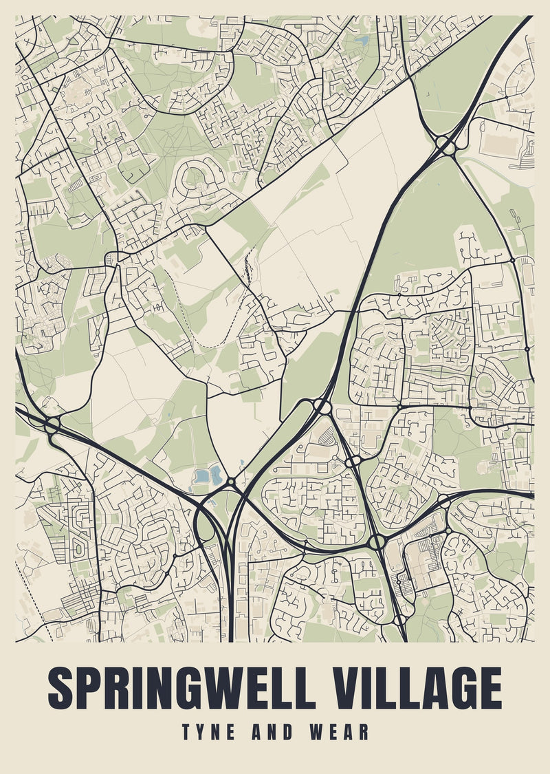 Springwell Village Street Map Poster