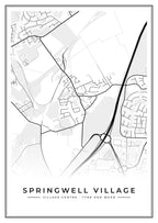 Street map poster of Springwell Village village centre, Tyne and Wear
