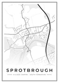 Street map poster of Sprotbrough village centre, South Yorkshire