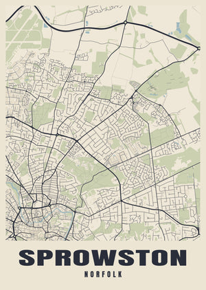 Sprowston Street Map Poster