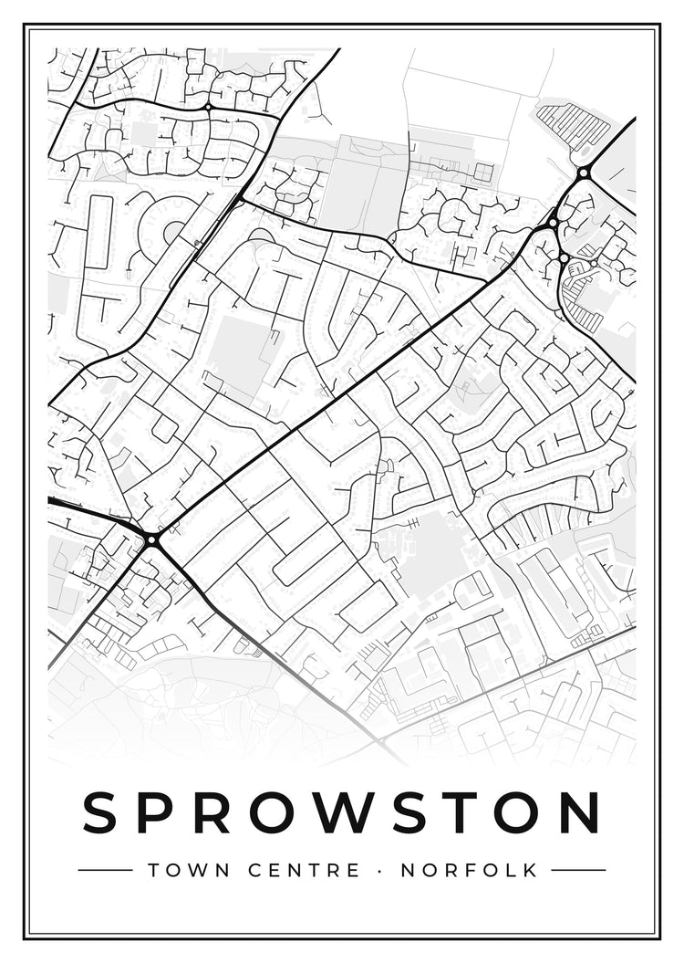 Sprowston Town Centre Street Map Poster