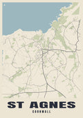 Street map poster of St Agnes, Cornwall